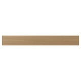 A VEDHAMN kitchen drawer front in natural wood. It is rectangular with visible oak grain, framed by solid wood, and lacquered for durability.
