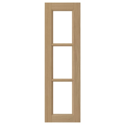 VEDHAMN Glass door, oak, 30x100 cm