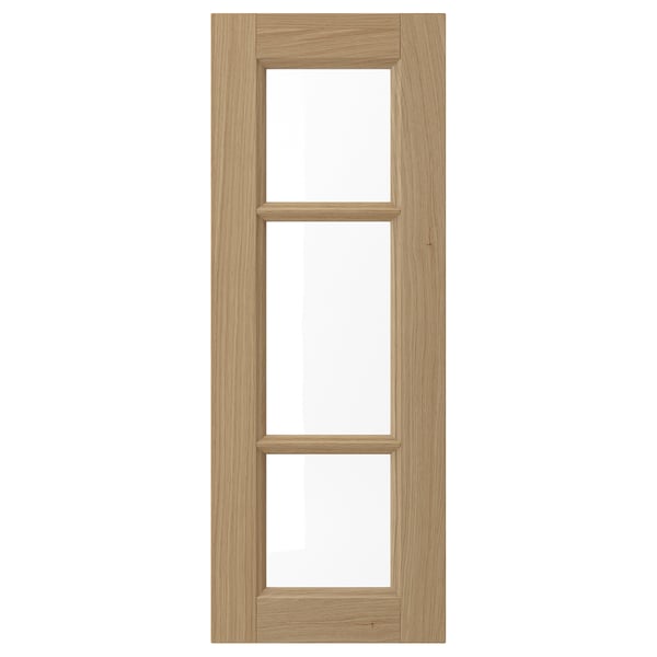 VEDHAMN Glass door, oak, 30x80 cm