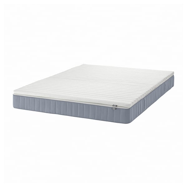 VESTERÖY Mattress and mattress pad, extra firm light blue/Nisseholm white, Queen