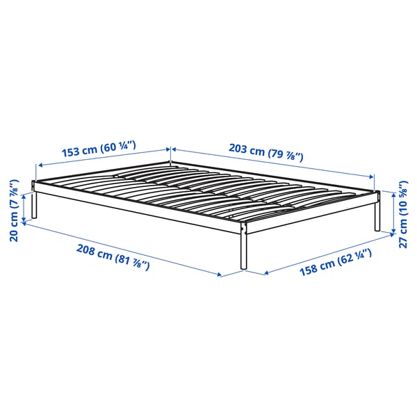 VEVELSTAD Bed frame, white, Queen