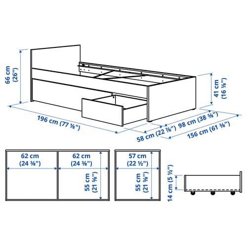 Illustration with measurements for the product: VIHALS.