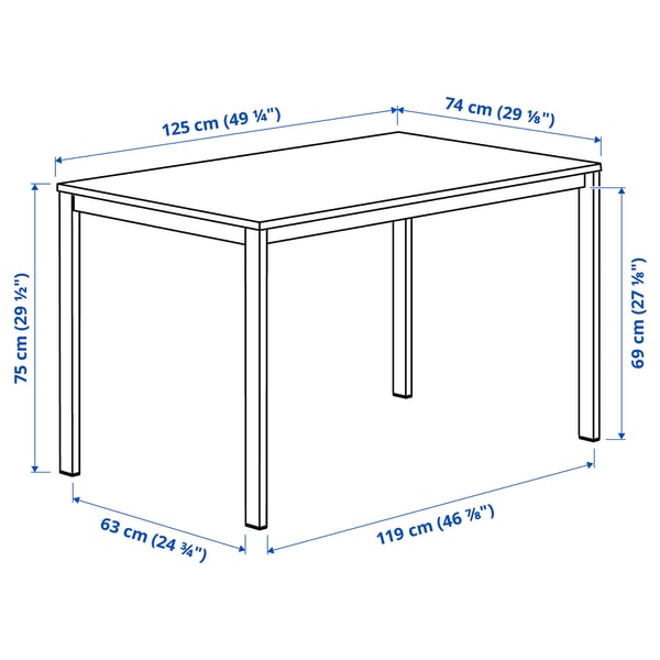 VIHALS / VIHALS Table and 4 chairs, white white/white Tibbleby beige-grey, 125x74 cm