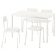 VIHALS / VIHALS Table and 4 chairs, white/white, 120/180x74 cm