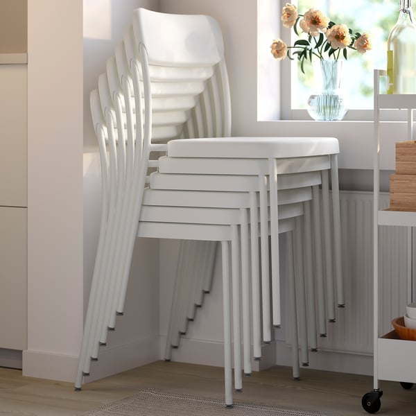 VIHALS / VIHALS Table and 6 chairs, white/white, 120/180x74 cm