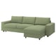VIMLE 3-seat sofa-bed with chaise longue, with wide armrests/Mosshed grey-green