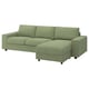 VIMLE 3-seat sofa with chaise longue, with wide armrests/Mosshed grey-green