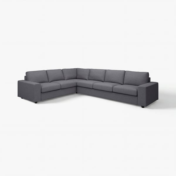 VIMLE Corner sofa, 5-seat, with wide armrests/Gunnared medium grey