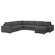VIMLE Crnr sofa-bed, 5-seat w chaise lng, with wide armrests/Hallarp grey