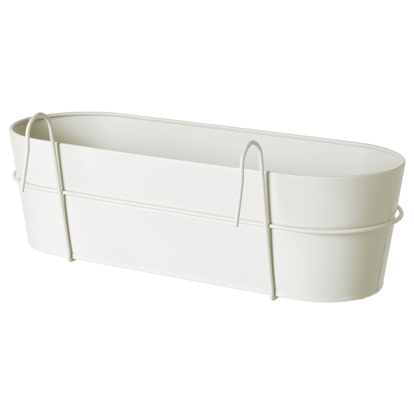 VITLÖK Flower box with holder, in/outdoor/off-white, 56x20 cm
