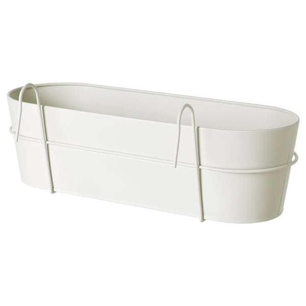 VITLÖK Flower box with holder, in/outdoor/off-white, 56x20 cm