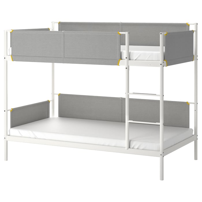 VITVAL bunk bed frame, white/light grey, Single