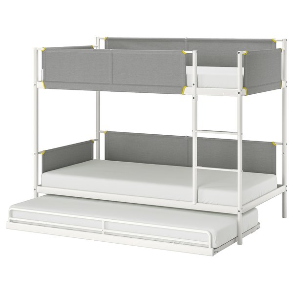VITVAL Bunk bed frame with underbed, white/light grey, Single