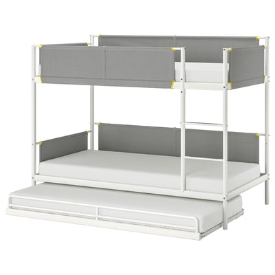 VITVAL Bunk bed frame with underbed, white/light grey, Single