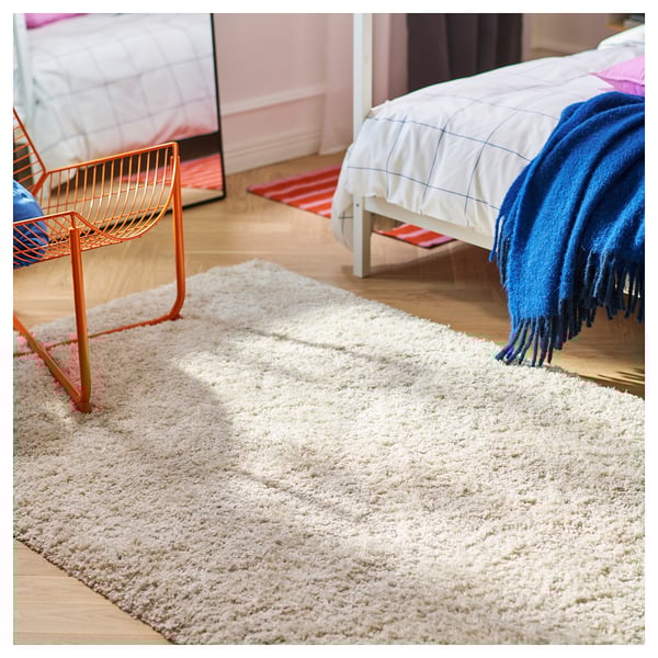VOLLERSLEV Rug, high pile, white, 160x230 cm