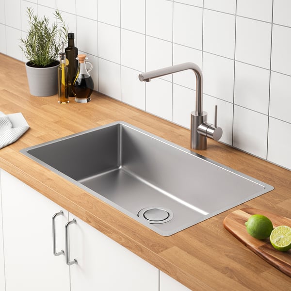 VRESJÖN Inset sink, 1 bowl, stainless steel, 73x44 cm