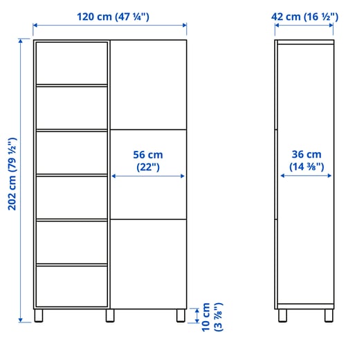 BESTÅ تشكيلة تخزين مع أبواب, أسود-بني/Lappviken/Stubbarp أسود-بني, 120x42x202 سم