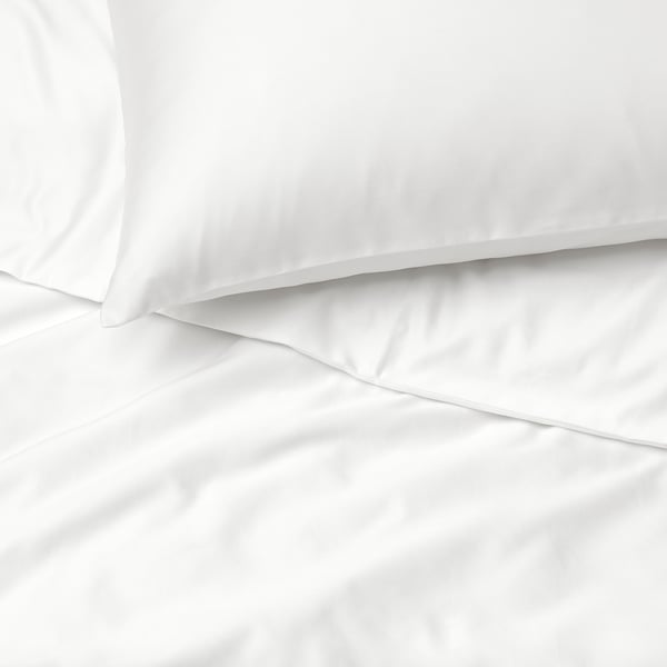 BJÖRKAL غطاء لحاف و ٢ غطاء مخدة, أبيض, 240x220/50x80 سم