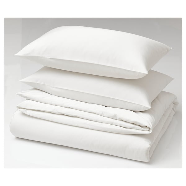 BJÖRKAL غطاء لحاف و ٢ غطاء مخدة, أبيض, 240x220/50x80 سم
