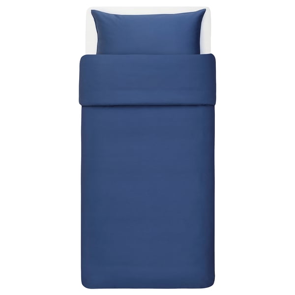 BLODNÄVA غطاء لحاف و غطاء مخدة, أزرق غامق, 150x200/50x80 سم