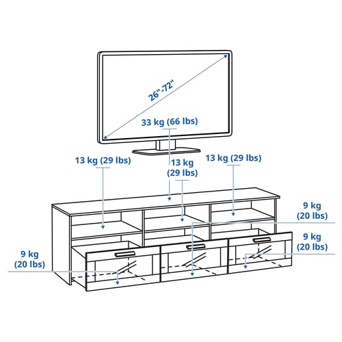 BRIMNES طاولة تلفزيون, أبيض, 180x41x53 سم