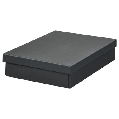 FJÄDERHARV صندوق تخزين مع غطاء, فحمي, ‎25x35x8 سم‏