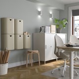 GÅRDSBUTIK حاوية مع غطاء, رمادي-بيج, 21 ل