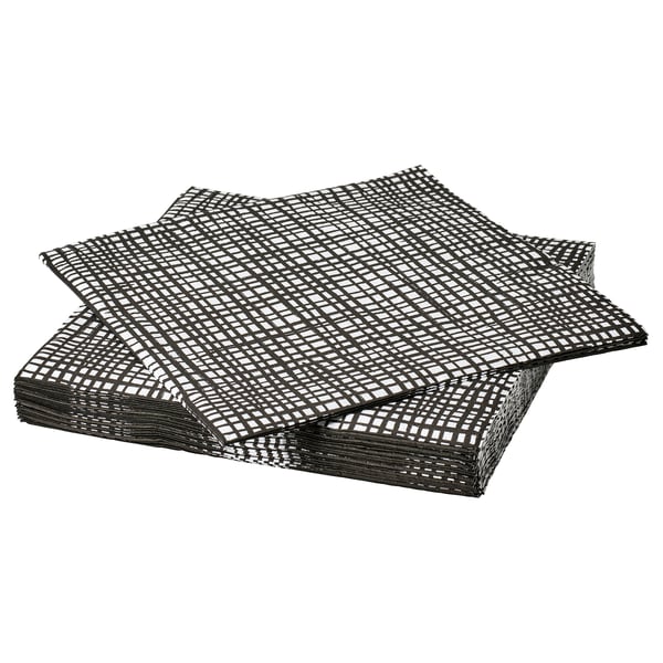 GROPLÖJA مناديل ورقية, نقش أسود/أبيض, ‎33x33 سم‏