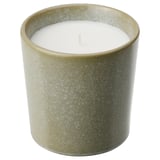 HEDERSAM شمعة معطرة في برطمان خزفي, عشب طازج/أخضر فاتح, 50 س