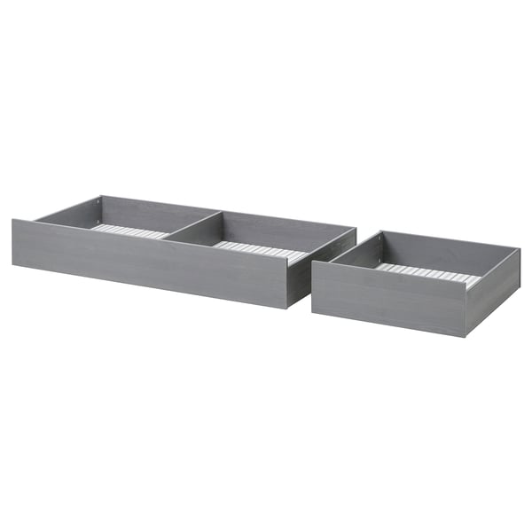 HEMNES صندوق تخزين سرير، طقم من 2, رمادي مصبوغ, 200 سم