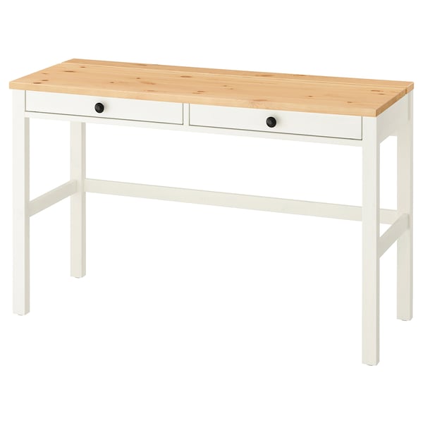 HEMNES مكتب بدرجين, أبيض/بني فاتح, ‎120x47 سم‏
