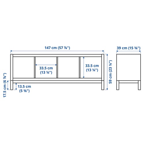 KALLAX وحدة رف مع إطار سفلي, أبيض/أبيض, 147x59 سم