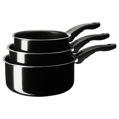 KAVALKAD قدر بمقبض، طقم من 3., أسود
