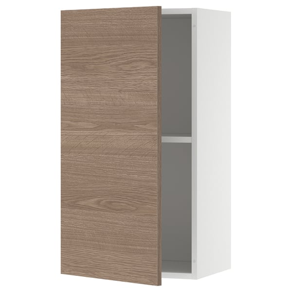 KNOXHULT خزانة حائط بباب, مظهر الخشب/رمادي, 40x75 سم