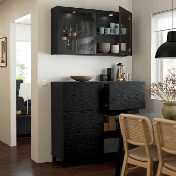 LAXVIKEN واجهة باب/وحدة أدراج, أسود, 60x38 سم