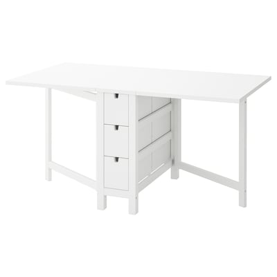 NORDEN طاولة بأرجل تُطوى, أبيض, ‎26/89/152x80 سم‏