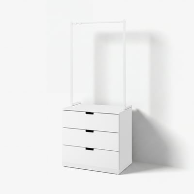 NORDLI خزانة بـ 3 أدراج, أبيض, 80x192 سم