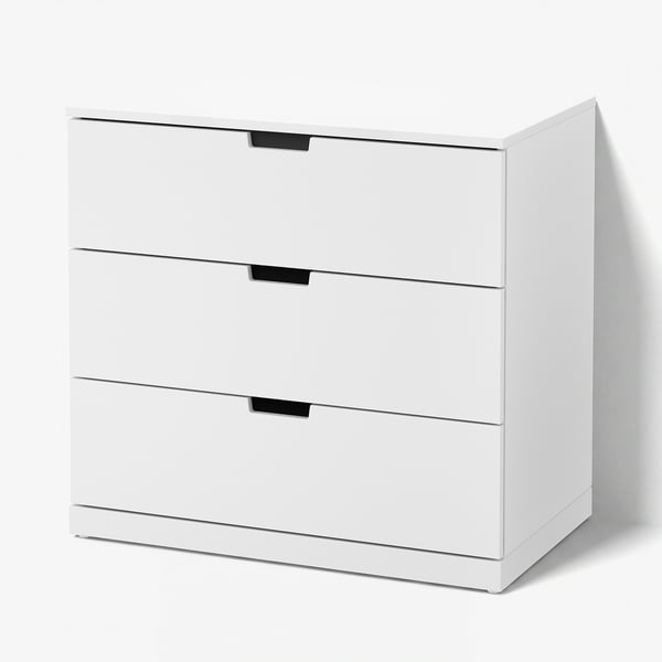 NORDLI خزانة بـ 3 أدراج, أبيض, 80x76 سم