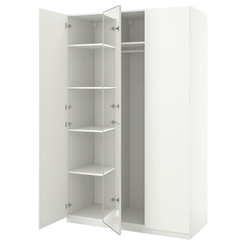 PAX / FORSAND/ÅHEIM تشكيلة دولاب ملابس., أبيض/زجاج مرايا, 150x60x236 سم