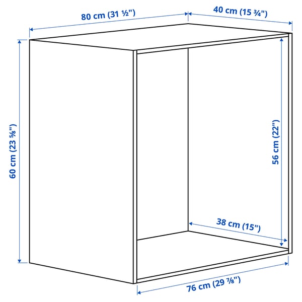 PLATSA هيكل, أبيض, ‎80x40x60 سم‏