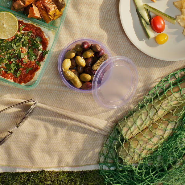 PRUTA حافظة أطعمة خفيفة بغطاء, بنفسجي/أخضر, 0.3 ل