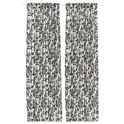 ROTVECKLARE زوج ستائر, أبيض/فحمي, ‎145x300 سم‏