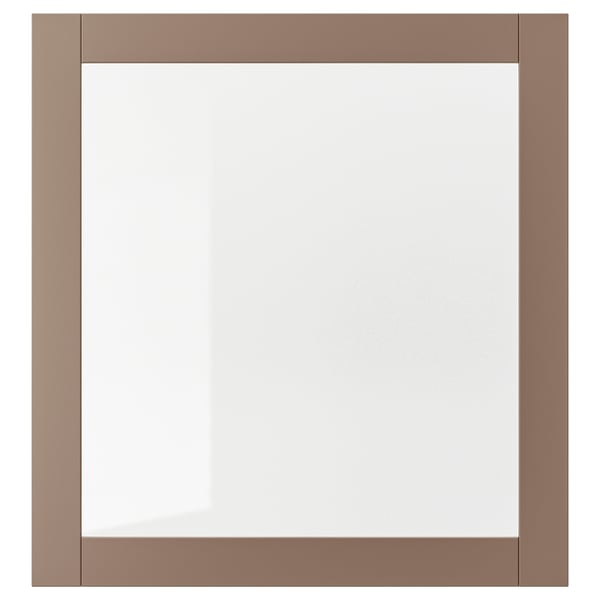 SINDVIK باب زجاج, رمادي فاتح-بني/زجاج شفاف, 60x64 سم