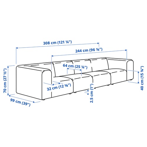 STOCKHOLM 2025 كنبة 4 مقاعد, Djurmo رمادي/أبيض