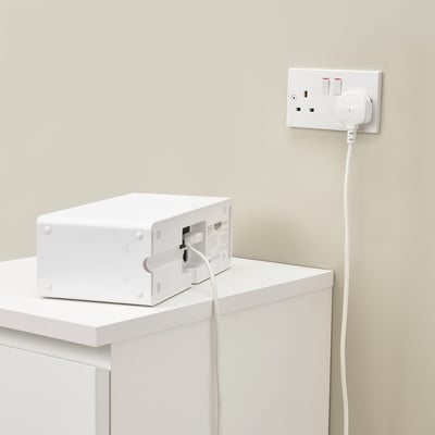 SYMFONISK سلك توصيل كهربائي, نسيج/أبيض, 3.5 م