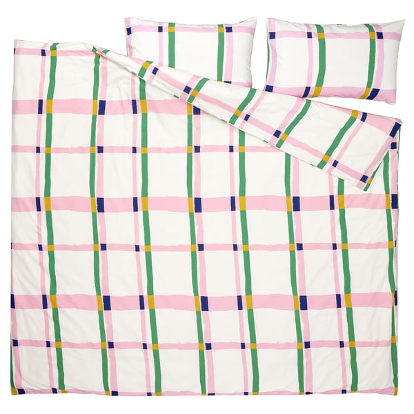 SYRABLADMAL غطاء لحاف و ٢ غطاء مخدة, عدة ألوان/مربّع, ‎240x220/50x80 سم‏