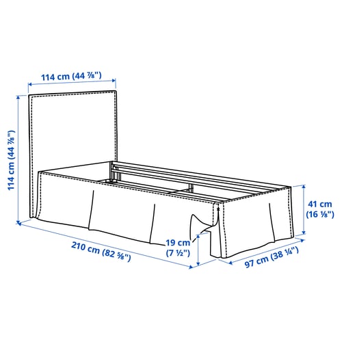 TÄRNKULLEN هيكل سرير بتنجيد, Vissle بيج/Luröy, 90x200 سم