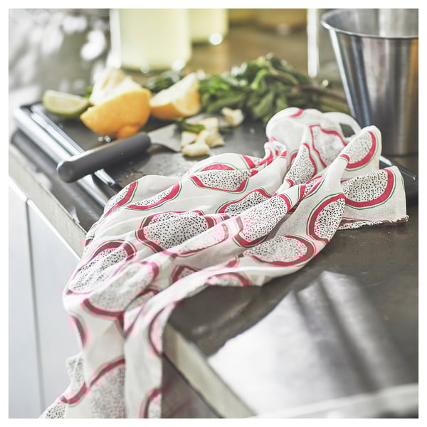 TORVFLY منشفة شاي, نقش/برتقالي, 45x60 سم