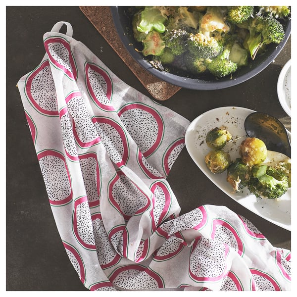 TORVFLY منشفة شاي, نقش/برتقالي, 45x60 سم