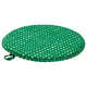 A round, green recycled polyester chair pad with a white chequered pattern, designed for comfortable seating.